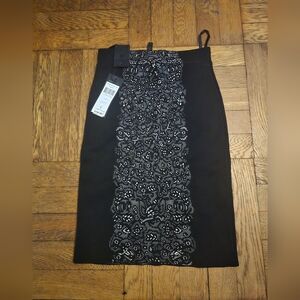 BCBG Black and White Lace Pencil Skirt